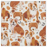ENGLISH BULLDOG Painterly Watercolor Dog Pattern Fabric