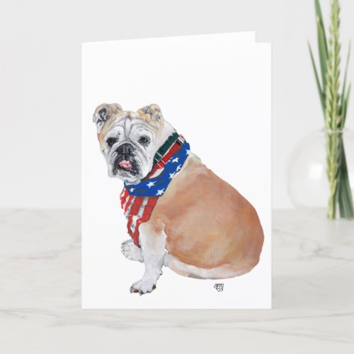 English Bulldog Patriotic Card