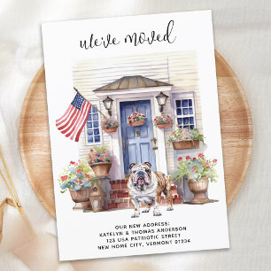 English Bulldog Patriotic Personalized Dog Moving Announcement