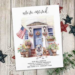 English Bulldog Patriotic Personalized Dog Moving Announcement Postcard