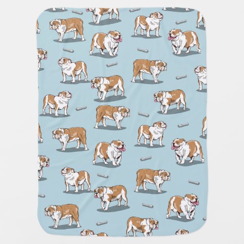 English bulldog pattern baby blanket