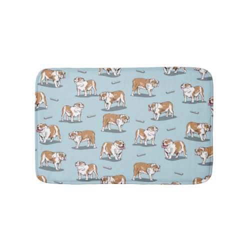 English bulldog pattern bath mat