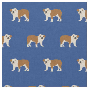 English Bulldog pattern blue Fabric