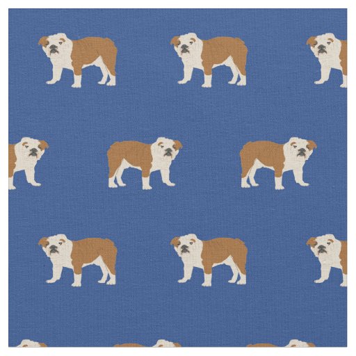 English Bulldog pattern blue Fabric