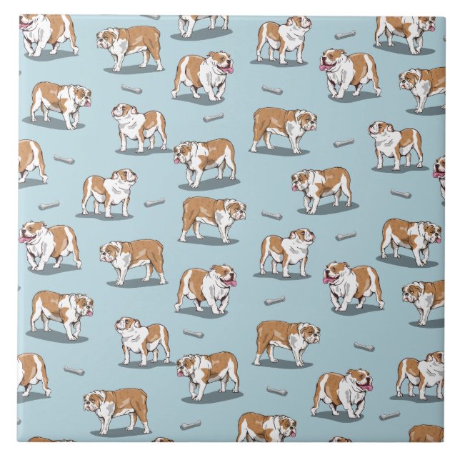 English bulldog pattern ceramic tile (Front)