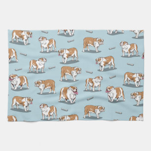 English bulldog pattern kitchen towel