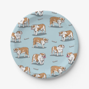 English bulldog pattern paper plates