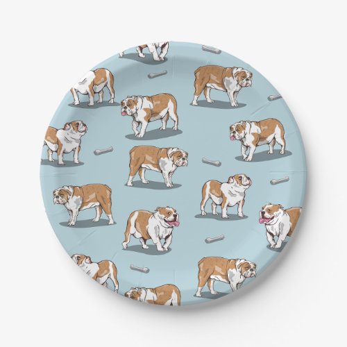 English bulldog pattern paper plates