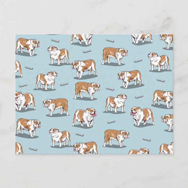 English bulldog pattern postcard (Front)