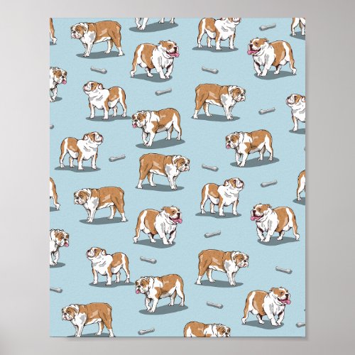 English bulldog pattern poster