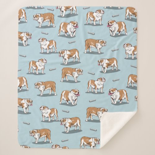 English bulldog pattern sherpa blanket
