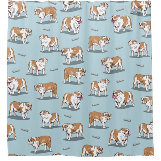 English bulldog pattern shower curtain (Front)