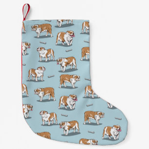 English bulldog pattern small christmas stocking
