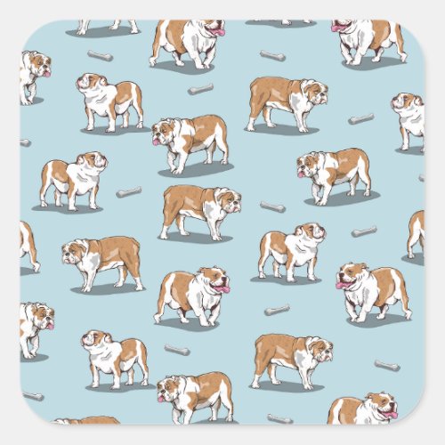 English bulldog pattern square sticker