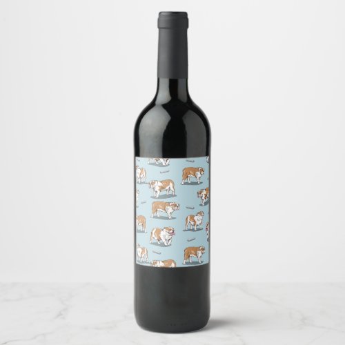 English bulldog pattern wine label