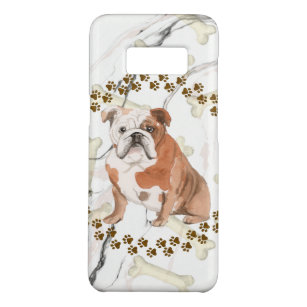 English Bulldog Paw Prints and Marble Background Case-Mate Samsung Galaxy S8 Case