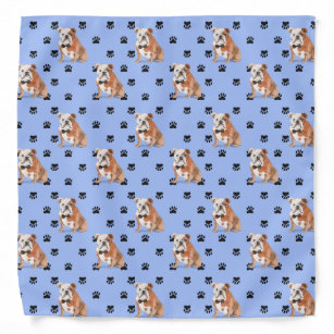 English Bulldog Paw Prints Pattern Bandana