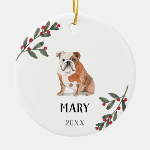 English Bulldog Personalized Christmas Ornament