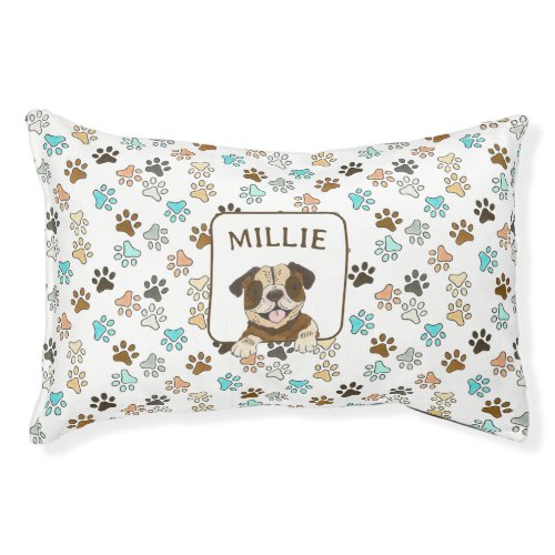 English Bulldog Personalized Illustrated Pet Bed