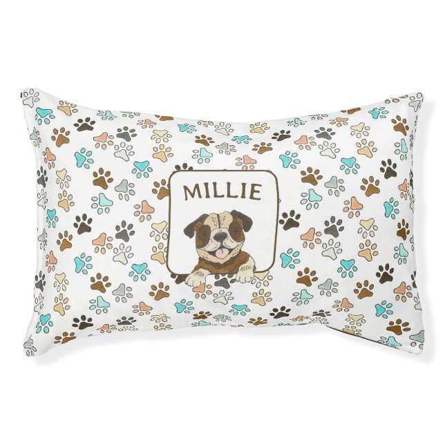 English Bulldog Personalized Illustrated Pet Bed (Front)