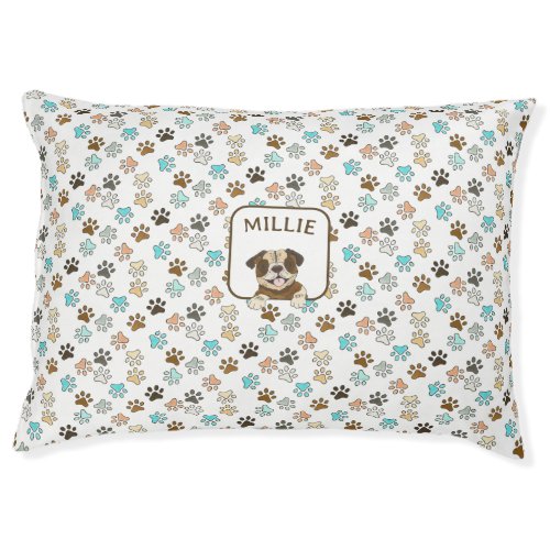 English Bulldog Personalized Illustrated Pet Bed