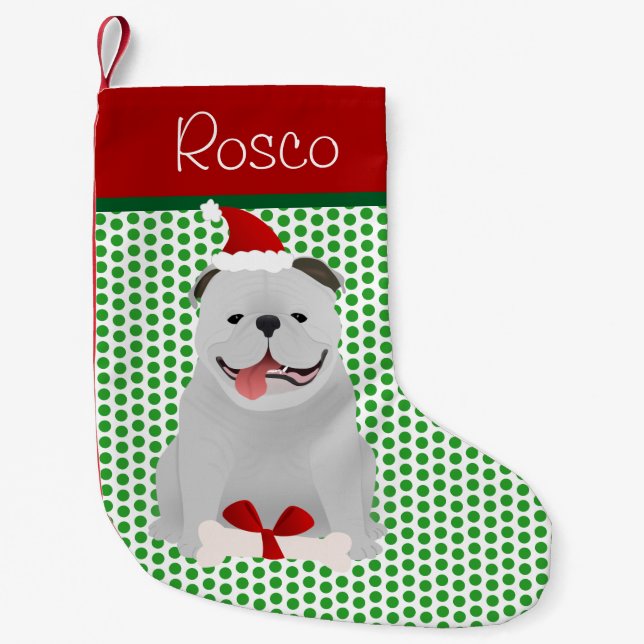 English Bulldog Personalized Small Christmas Stocking (Front)