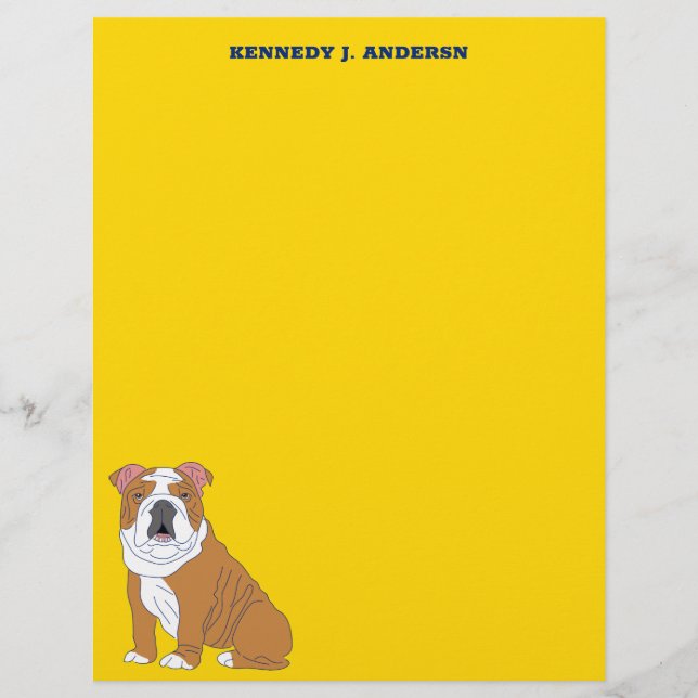 English Bulldog Personalized Writing Paper (Front)