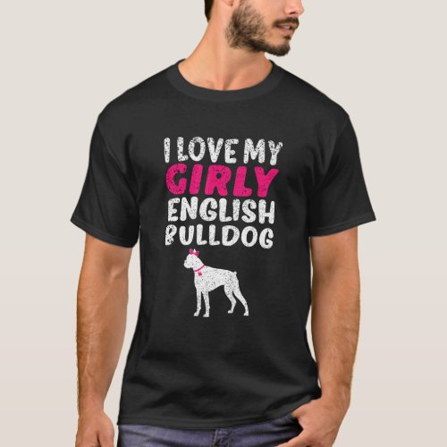 English Bulldog Pet  Girl Girly Dog Gender Reveal  T_Shirt