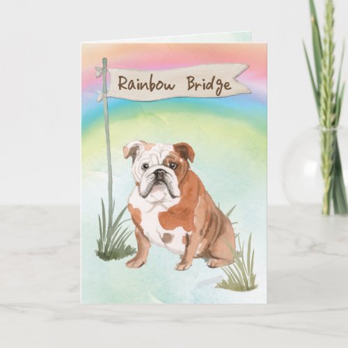 English Bulldog Pet Sympathy Over Rainbow Bridge Card