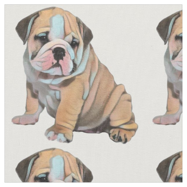 English Bulldog Pick Background Color Fabric (Close Up)