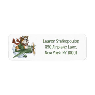 English Bulldog Pilot Airplane Label
