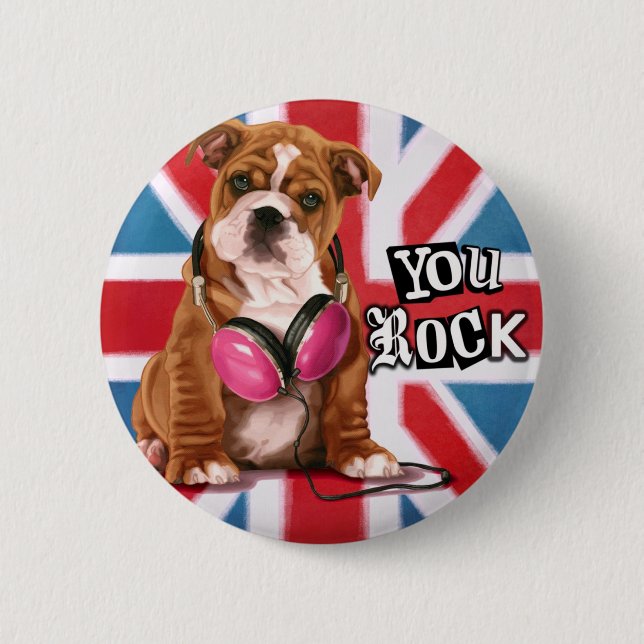 English Bulldog Pinback Button (Front)