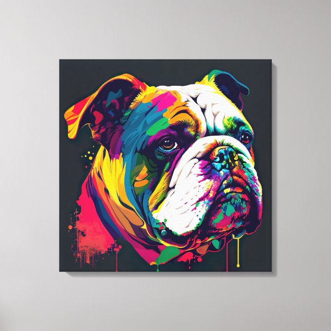 English Bulldog Pop Art Canvas Print (Front)