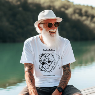 English Bulldog Portrait Black Line Illustration T-Shirt