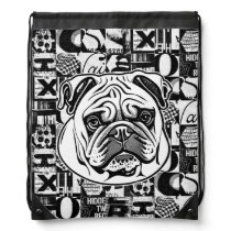 English Bulldog Portrait Drawstring Backpack