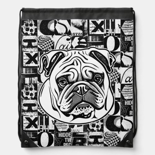 English Bulldog Portrait Drawstring Backpack