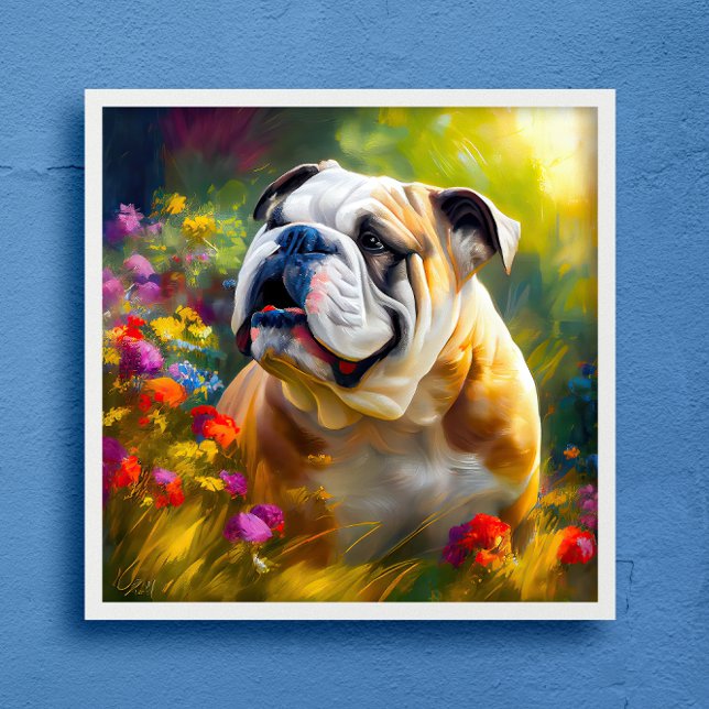 English Bulldog Portrait Impressionist Style Poster (Creator Uploaded)