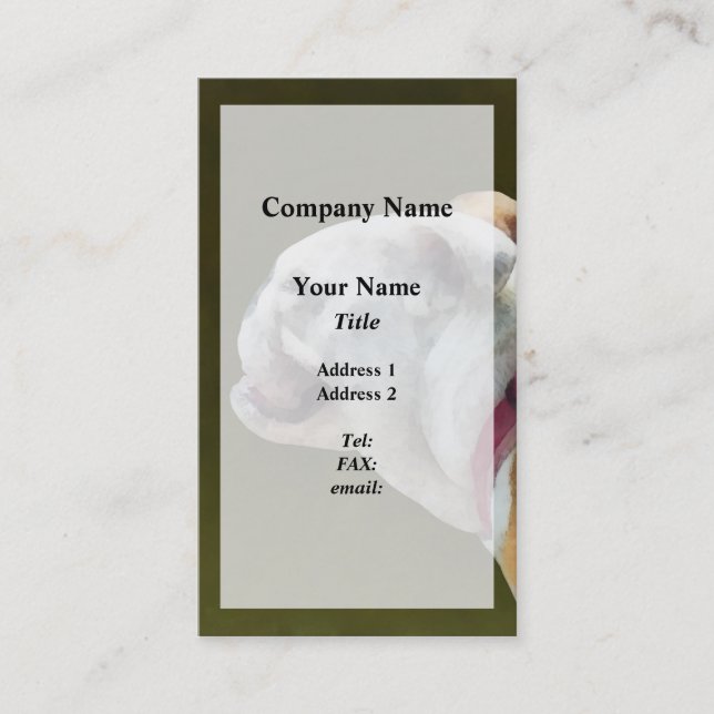 English Bulldog Profile Business Card (Front)