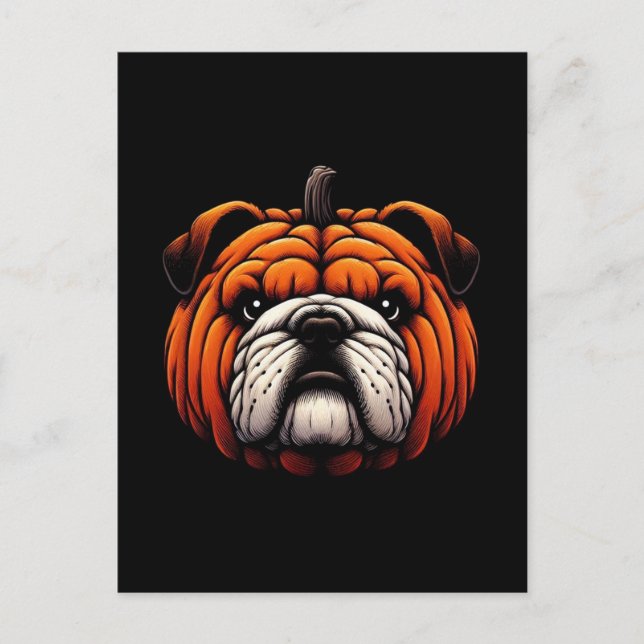 English Bulldog Pumpkin - Halloween Dog Postcard (Front)