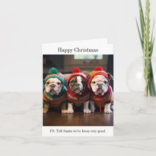 English Bulldog Puppies Christmas Card