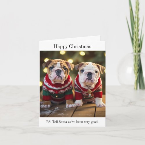 English Bulldog Puppies Christmas Card