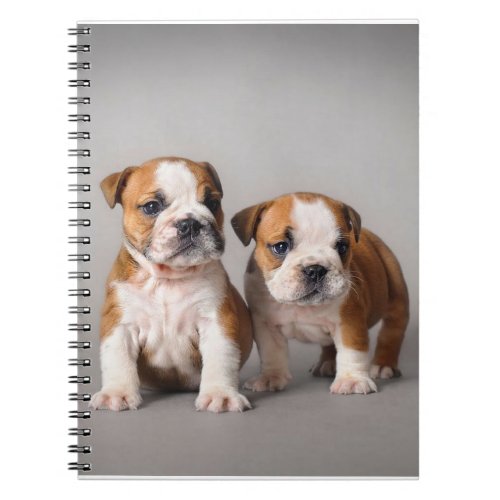 English Bulldog Puppies  Couple Cute Bulldog Notebook