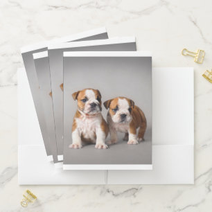 English Bulldog Puppies Couple Cute Bulldog Pocket Folder