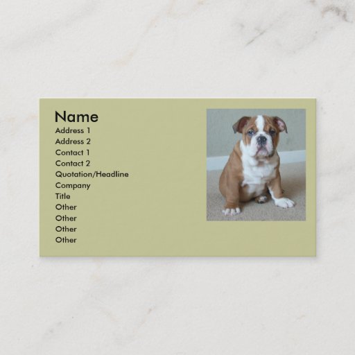 Customizable English Bulldog Puppy Business Cards