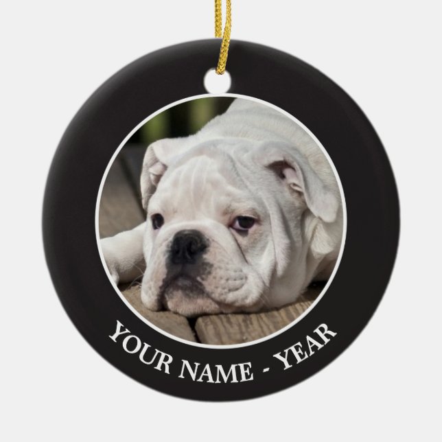 English Bulldog Puppy Ceramic Ornament (Front)