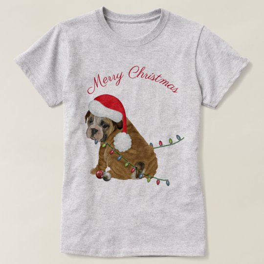 bulldog christmas t shirt