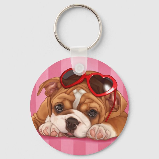 English Bulldog Puppy Keychain (Front)