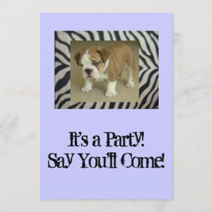 English Bulldog Puppy Party Invitation Birthday An