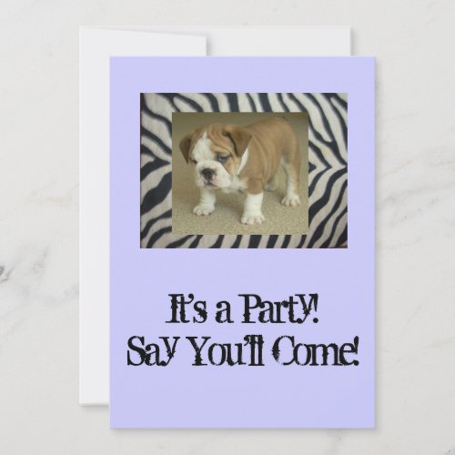 English Bulldog Puppy Party Invitation Birthday An