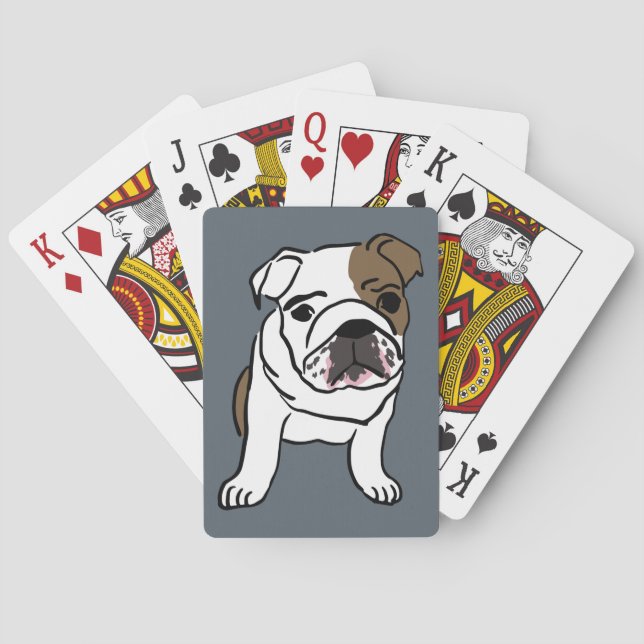English Bulldog Puppy Pet Dogs Illustration Poker Cards (Back)
